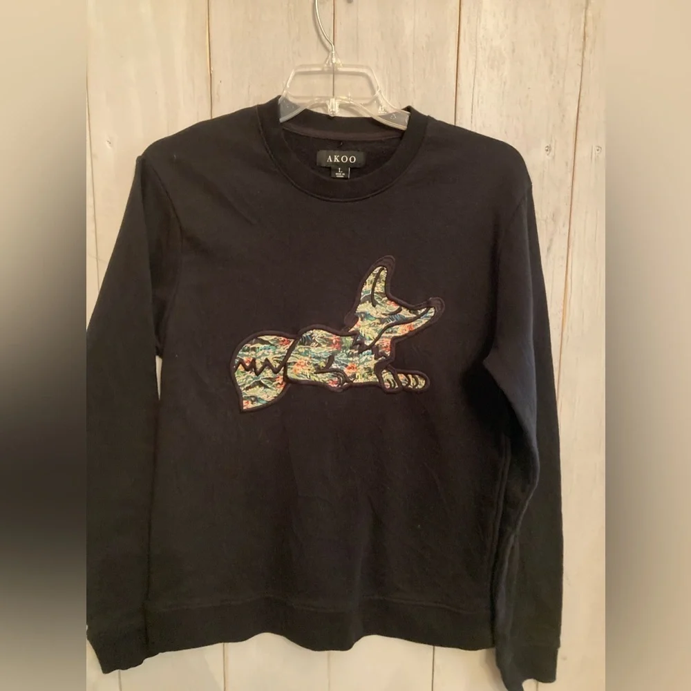 Akoo Men’s sweatshirt Black Color Style‎ Crewneck Size L
